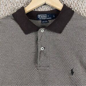 Vintage Polo Ralph Lauren Shirt Men Large Brown Herringbone Heritage 90s F290